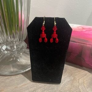 Handmade Red Crawfish Earring